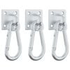 vidaXL Eye Plates with Snap Hooks 3 pcs 360&deg; Rotate Silver Steel