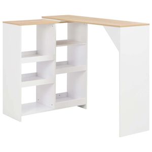 vidaXL Bar Table | White with natural tabletop | Engineered wood | Medium