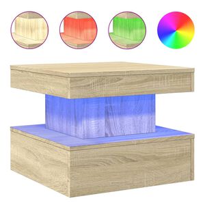 vidaXL Coffee Table with LED Lights Sonoma Oak 50x50x40 cm
