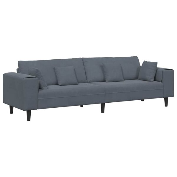 vidaXL Sofa with Cushion Dark Grey 250 x 77 x 76 cm Velvet