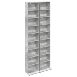vidaXL CD Cabinet 2 pcs Concrete Grey 33 x 23.5 x 175 cm