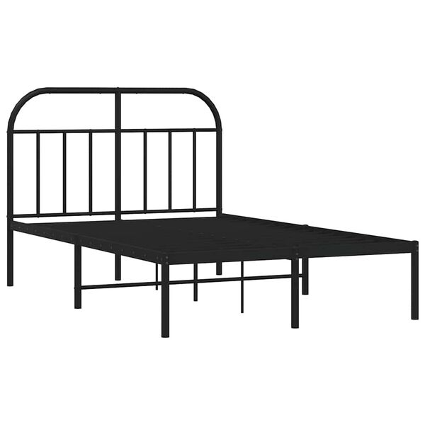 vidaXL Metal Bed Frame without Mattress with Headboard Black 120x200cm