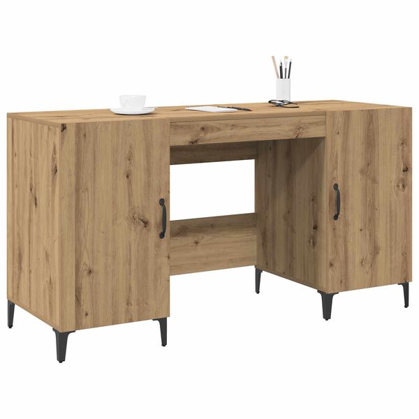 vidaXL Desk with Storage Artisian Oak 140 x 50 x 75 cm Engineered Wood