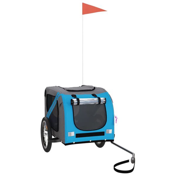 vidaXL Pet Bike Trailer Blue and Grey Oxford Fabric and Iron