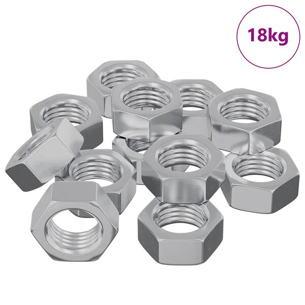 vidaXL Hex Nut 9000 pcs Silver Metal