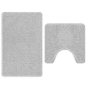 vidaXL Anti-slip Bath Mat Set 2 pcs Grey PP