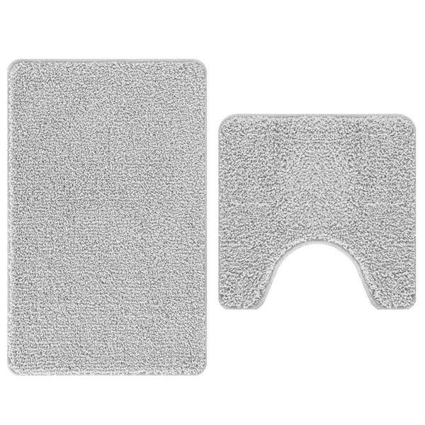 vidaXL Anti-slip Bath Mat Set 2 pcs Grey PP