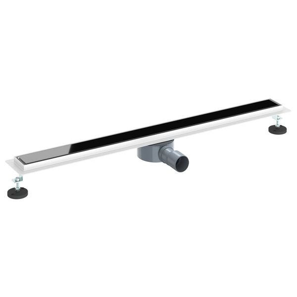 vidaXL Shower Drain Glass Cover with 360&deg; Siphon Black 90 cm