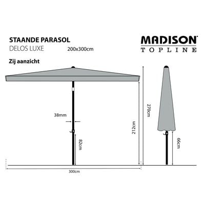 Madison Parasol Delos Luxe 300x200 cm Grey PAC5P014