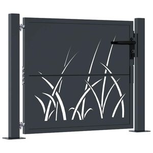 vidaXL Garden Gate Anthracite 100x100 cm Steel Grass Design