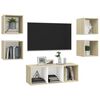vidaXL 5 Piece TV Cabinet Set White and Sonoma Oak Engineered Wood