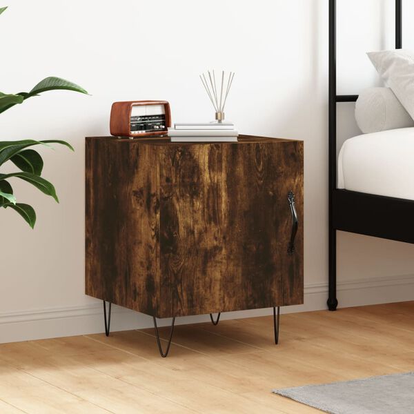 vidaXL Bedside Cabinet Smoked Oak 40x40x50 cm Engineered Wood