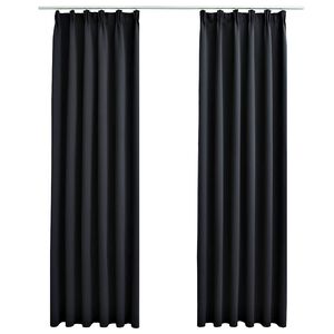 vidaXL Blackout Curtains with Hooks 2 pcs Black 140x175 cm