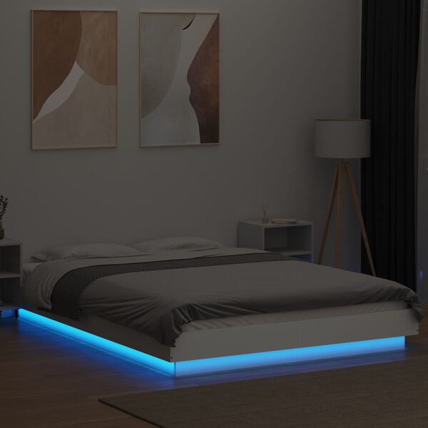 vidaXL Bed Frame with LED Lights without Mattress White 120x200cm
