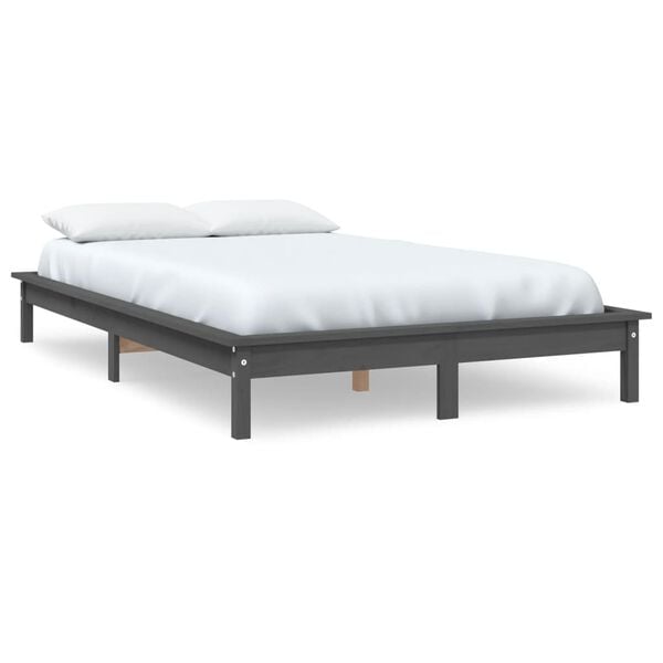 vidaXL Bed Frame without Mattress Grey Super King Size Solid Wood