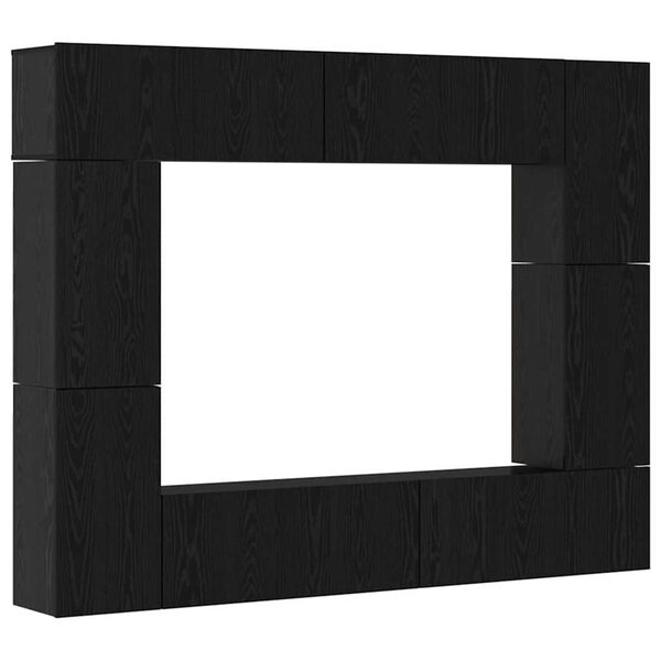 vidaXL TV Cabinet Set Wall-mounted 8 pcs Black Oak Engineered Wood