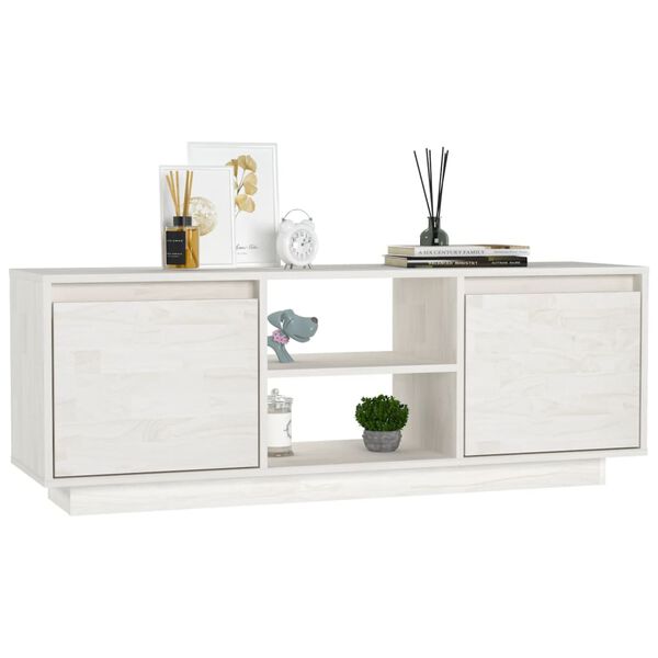 vidaXL TV Cabinet White 110x30x40 cm Solid Pinewood
