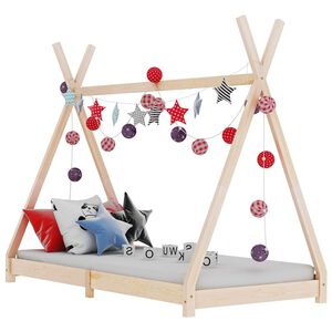 vidaXL Kids Bed Frame | Natural Wood | Solid pine wood, plywood slats