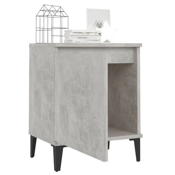 vidaXL Bed Cabinet with Metal Legs Concrete Grey 40x30x50 cm