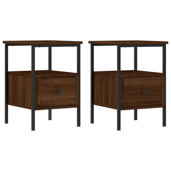 vidaXL Bedside Cabinets 2 pcs Brown Oak 34x36x50 cm Engineered Wood