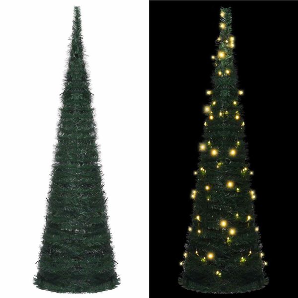 vidaXL Christmas Tree with LED String Lights Green 150 x 150 cm PVC