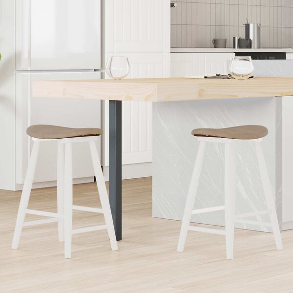 vidaXL Dining Chairs 2 pcs White 46 x 37 x 63 cm Solid Rubber Wood