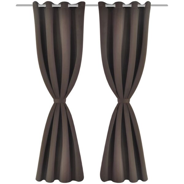 vidaXL Blackout Curtains 2 pcs with Metal Eyelets 135x175 cm Brown