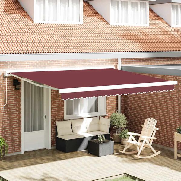vidaXL Automatic Retractable Awning Burgundy 400x300 cm