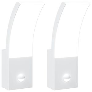 vidaXL Outdoor LED Wall Lights with Sensors 2pcs White