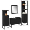 vidaXL Bathroom Furniture Set with Shelf 4 pcs Black Engineered wood