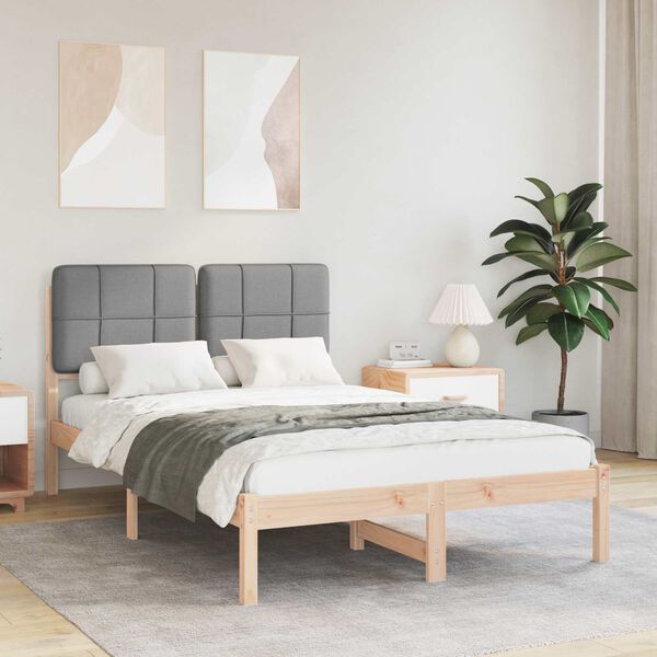 vidaXL Bed Frame with Upholstered Headboard Light Grey 120 x 190 cm