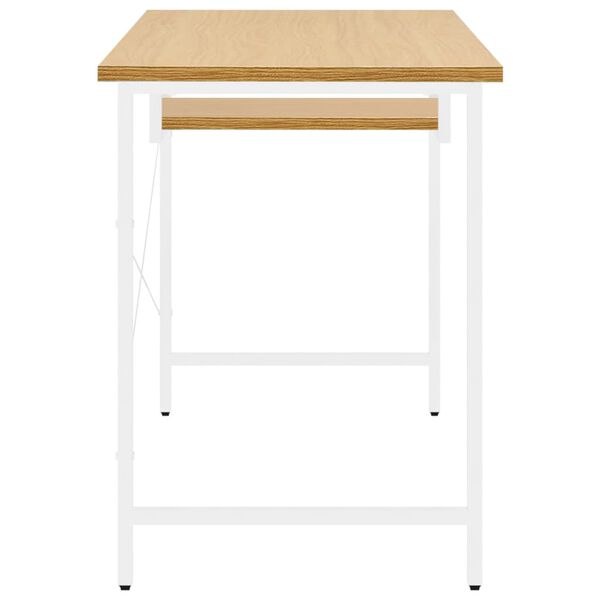 vidaXL Computer Desk White and Light Oak 105x55x72 cm MDF and Metal