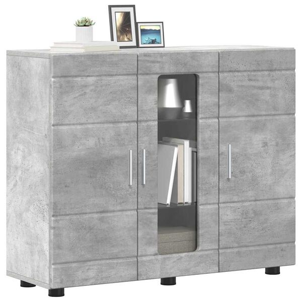 vidaXL Wooden Cabinet with Storage Concrete Grey 88.5 x 30.5 x 73 cm