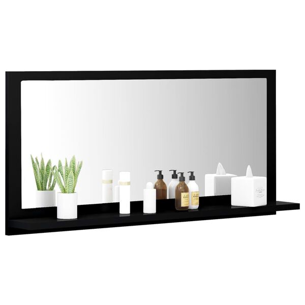 vidaXL Bathroom Mirror Black 80x10.5x37 cm Engineered Wood
