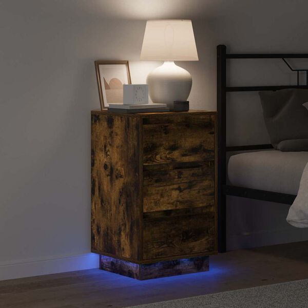vidaXL Bedside Cabinet Smoked Oak 39 x 34.5 x 65 cm Engineered wood