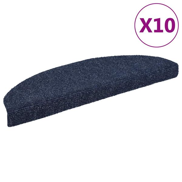 vidaXL Stair Mats Self-adhesive 10 pcs 65x21x4 cm Blue Half Round Large