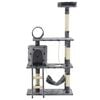vidaXL Cat Tree with Sisal Scratching Posts 140 cm Grey Paw Prints