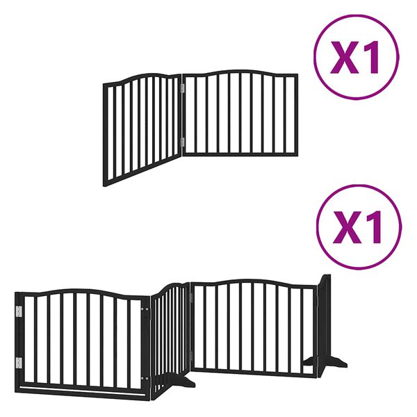 vidaXL Dog Gate with Door Foldable 6 Panels Black 480 cm Poplar Wood