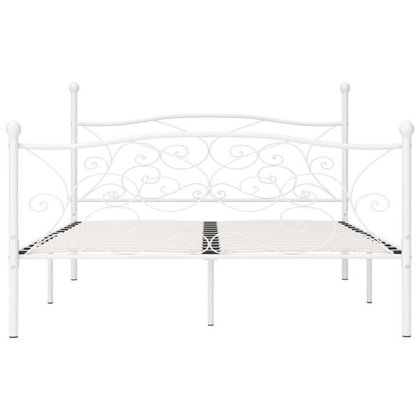 vidaXL Bed Frame without Mattress with Slatted Base White Metal 180x200 cm Super King