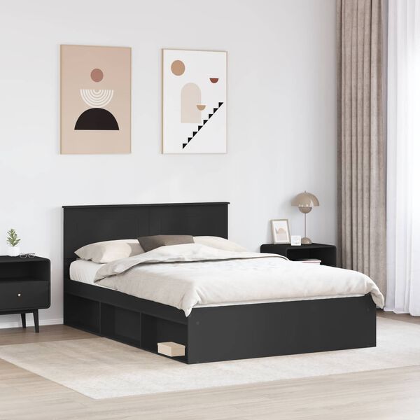 vidaXL Bed Frame with Headboard Black 160 x 200 cm Engineered wood