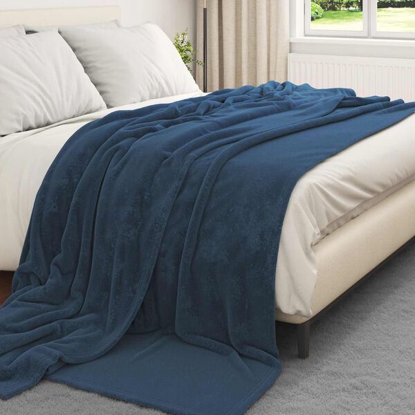 vidaXL Throw Blanket Navy Blue 220 x 240 cm Fleece
