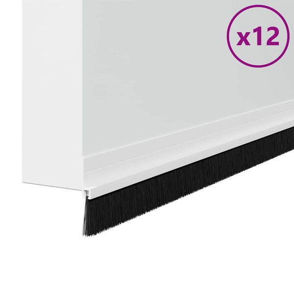 vidaXL Self-adhesive Door Brush Seals 12 pcs White 100 cm