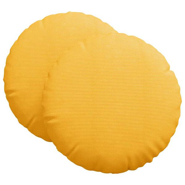vidaXL Seat Cushions 2 pcs Light Yellow Ø 60 cm Corduroy Fabric