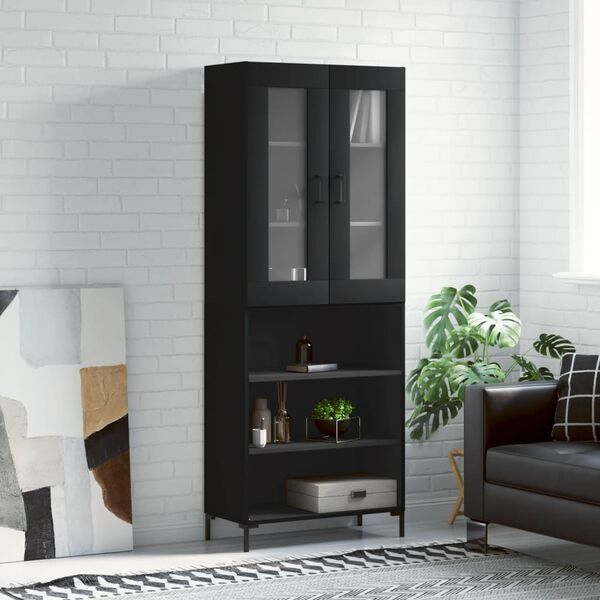 vidaXL Highboard Black 69.5x34x180 cm Engineered Wood