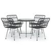 vidaXL 5 Piece Garden Dining Set Black Poly Rattan