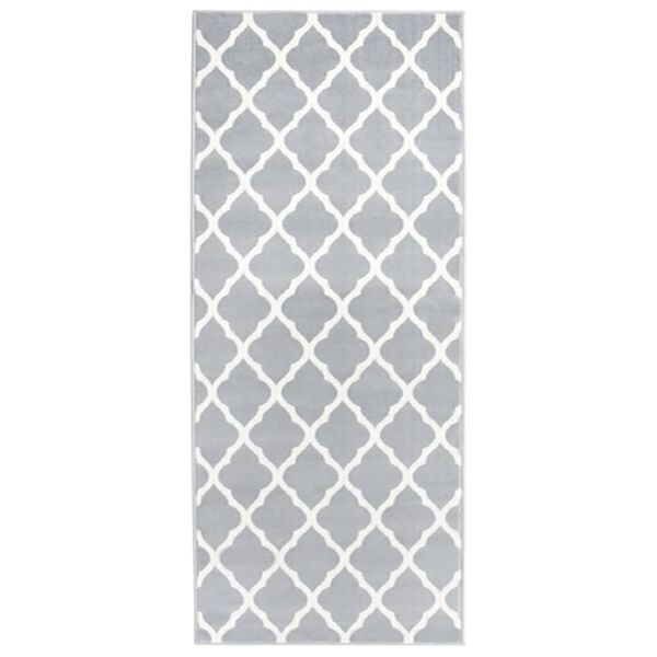 vidaXL Runner Rug BCF Grey and White 100x300 cm