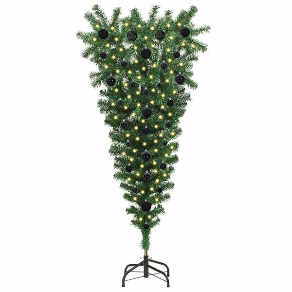 vidaXL Upside-down Artificial Pre-lit Christmas Tree with Ball Set PVC