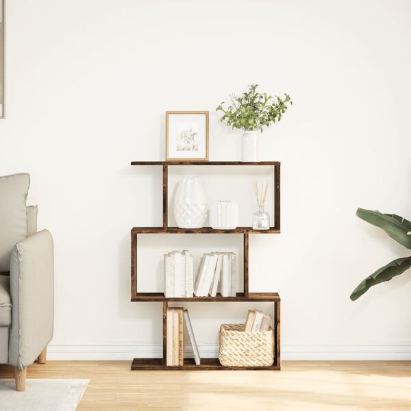vidaXL Room Divider Bookcase 3-Tier Smoked Oak 70x24x97 cm Engineered Wood