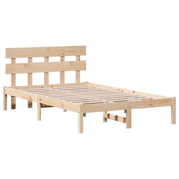 vidaXL Bed Frame with Headboard Brown 120 x 200 cm Solid Pine wood