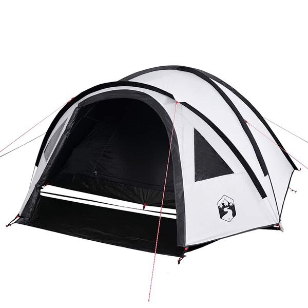vidaXL Camping Tent Dome 4-Person White Blackout Fabric Waterproof